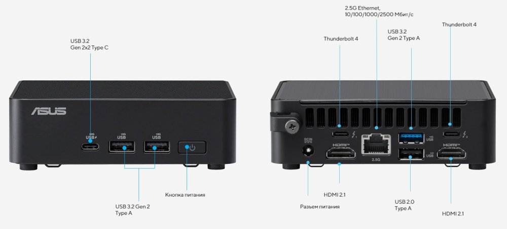 Неттоп ASUS NUC 14 Pro NUC14RVK( Intel Core 3 100U, 16Гб DDR5, 1Тб SSD, без ОС) (90AR0062-M00040)  