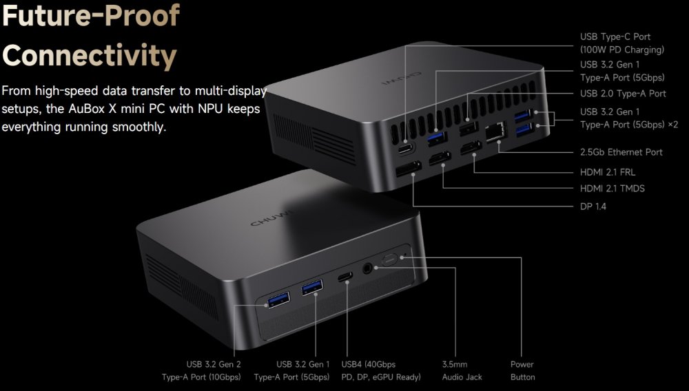 Неттоп Chuwi AuBox X (Intel Core Ultra 7 256V, 16Гб DDR5, 1Тб SSD, Windows 11 Pro) (CWI611XU7P)  